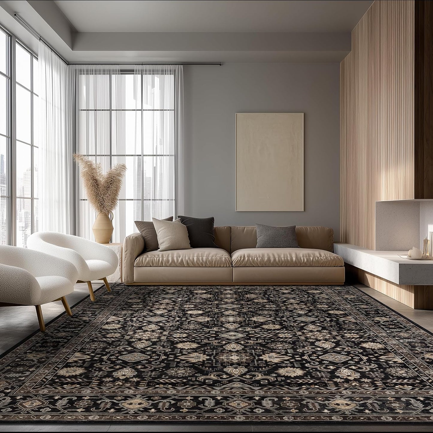 Area Rug Non Slip Machine Washable Ultra Soft Living Room/Bedroom/Kitchen/Outdoor/Classroom Dark Gray, 8'×10'