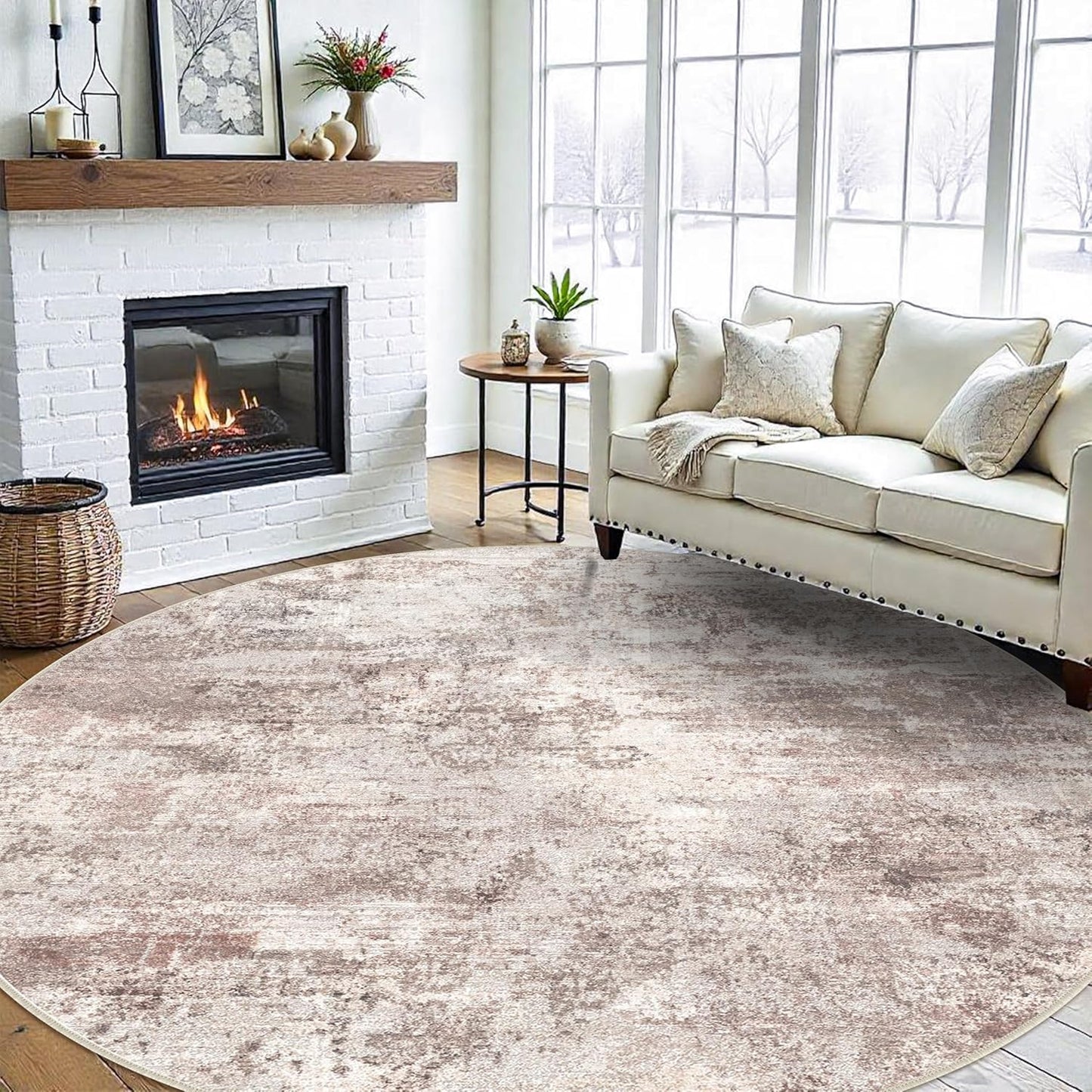 RUUGME Washable 10X14 Rug Abstract - Living Room Bedroom Large Area Rug Indoor Farmhouse Stain Resistant Carpet Non-Slip Machine Washable Distressed Soft Room Decor 10X14 Grey