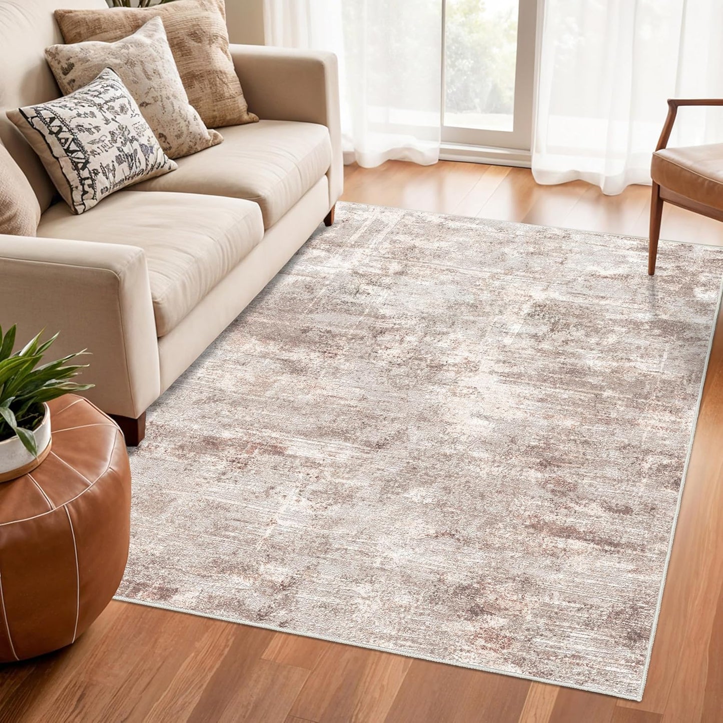 RUUGME Washable 10X14 Rug Abstract - Living Room Bedroom Large Area Rug Indoor Farmhouse Stain Resistant Carpet Non-Slip Machine Washable Distressed Soft Room Decor 10X14 Grey