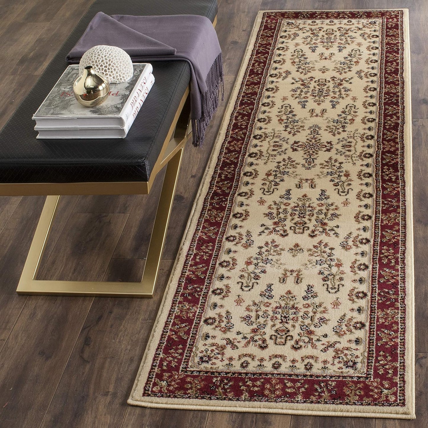 SAFAVIEH Lyndhurst Collection Area Rug - 9' x 12', Red & Black, Traditional Oriental Design, Non-Shedding & Easy Care, Ideal for High Traffic Areas in Living Room, Bedroom (LNH331B)