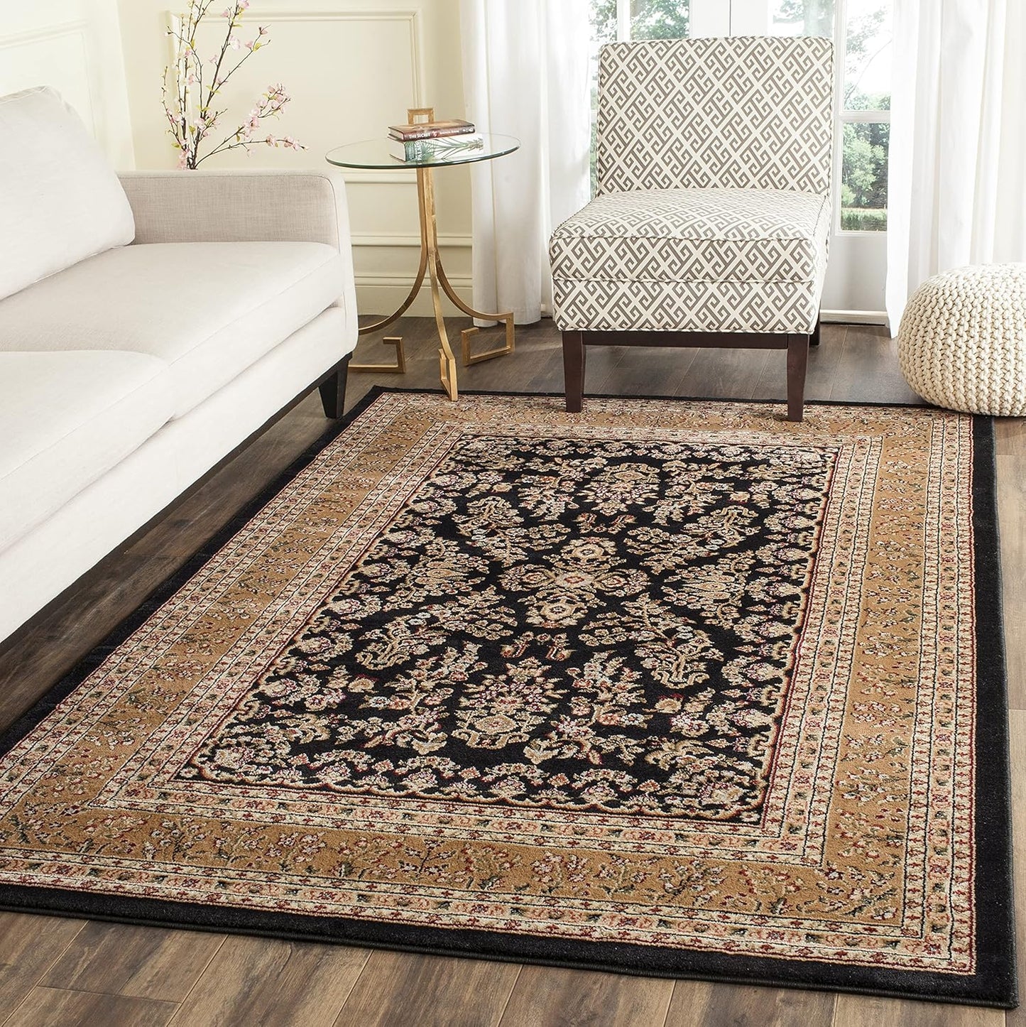 SAFAVIEH Lyndhurst Collection Area Rug - 9' x 12', Red & Black, Traditional Oriental Design, Non-Shedding & Easy Care, Ideal for High Traffic Areas in Living Room, Bedroom (LNH331B)