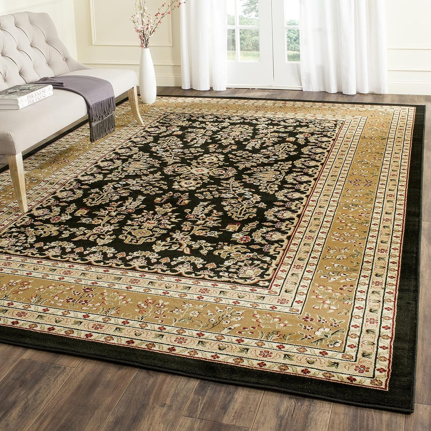 SAFAVIEH Lyndhurst Collection Area Rug - 9' x 12', Red & Black, Traditional Oriental Design, Non-Shedding & Easy Care, Ideal for High Traffic Areas in Living Room, Bedroom (LNH331B)