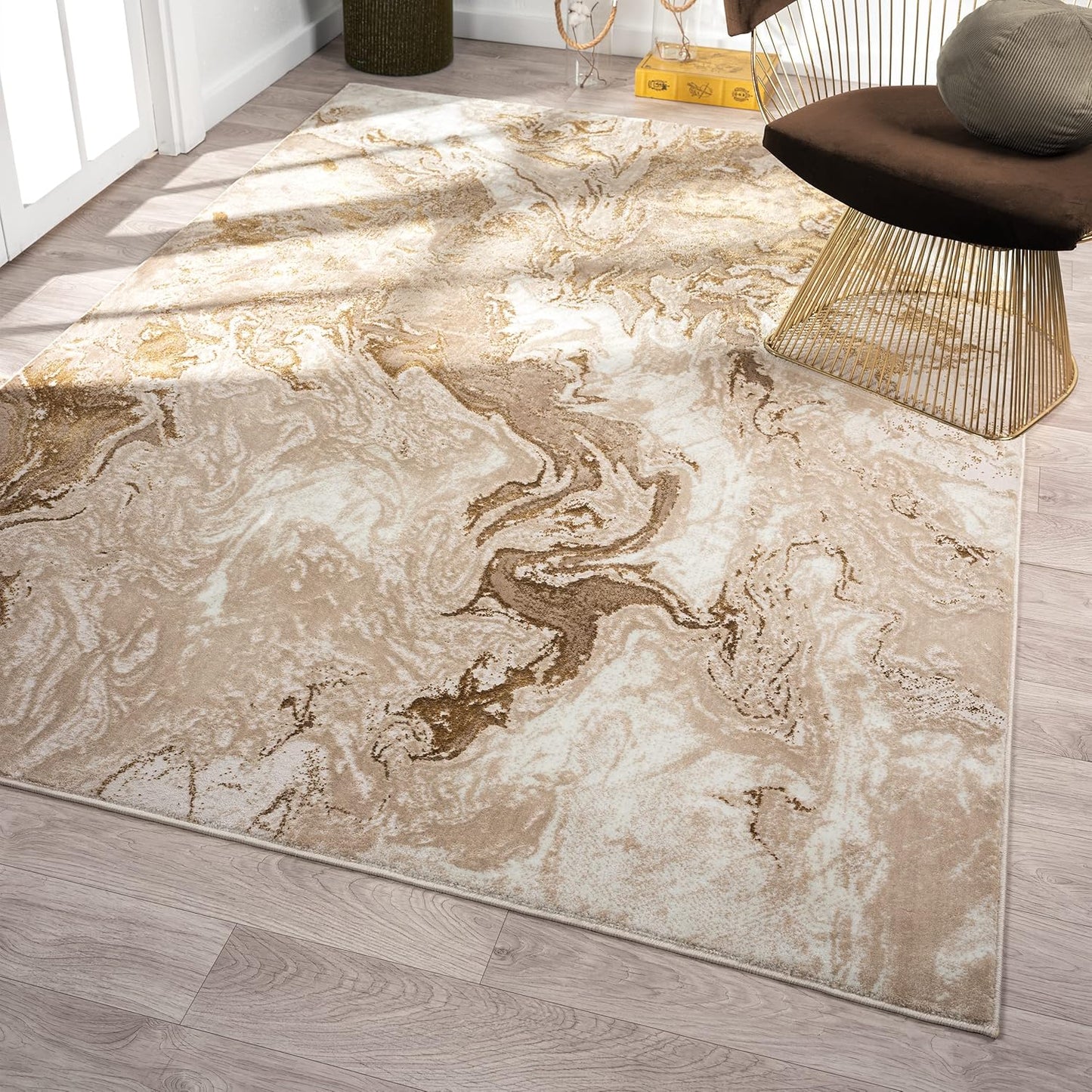 LUXE WEAVERS Marble Swirl Abstract Area Rug, Gray 5x7