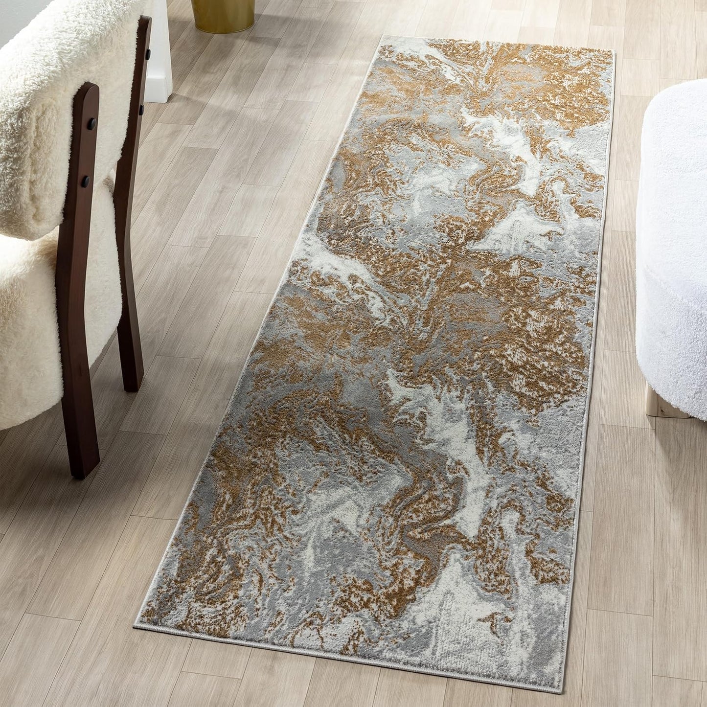 LUXE WEAVERS Marble Swirl Abstract Area Rug, Gray 5x7