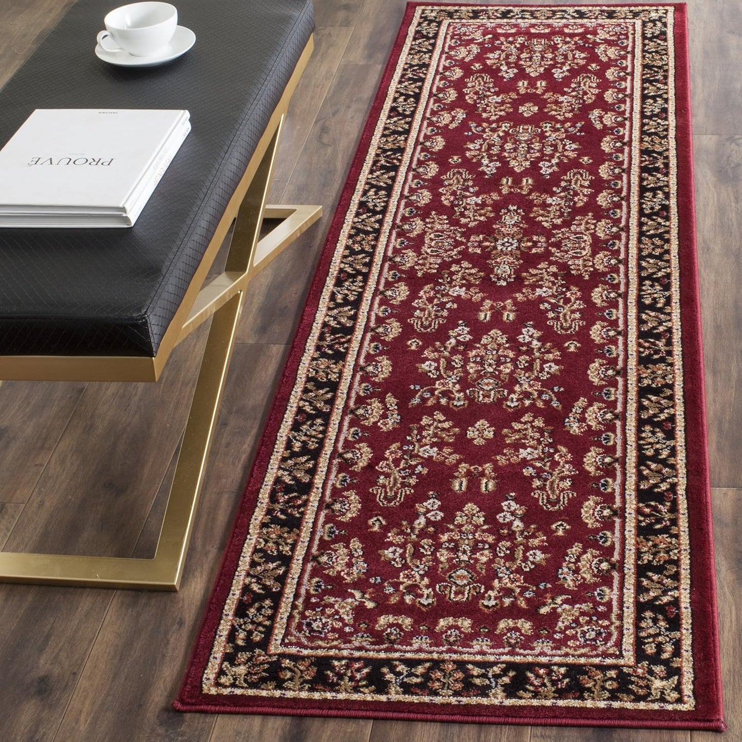 SAFAVIEH Lyndhurst Collection Area Rug - 9' x 12', Red & Black, Traditional Oriental Design, Non-Shedding & Easy Care, Ideal for High Traffic Areas in Living Room, Bedroom (LNH331B)