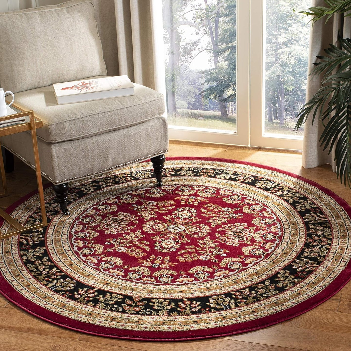SAFAVIEH Lyndhurst Collection Area Rug - 9' x 12', Red & Black, Traditional Oriental Design, Non-Shedding & Easy Care, Ideal for High Traffic Areas in Living Room, Bedroom (LNH331B)