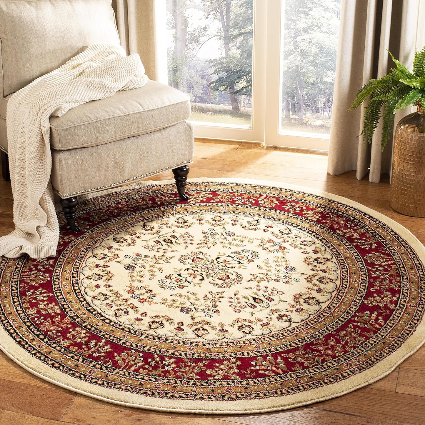 SAFAVIEH Lyndhurst Collection Area Rug - 9' x 12', Red & Black, Traditional Oriental Design, Non-Shedding & Easy Care, Ideal for High Traffic Areas in Living Room, Bedroom (LNH331B)