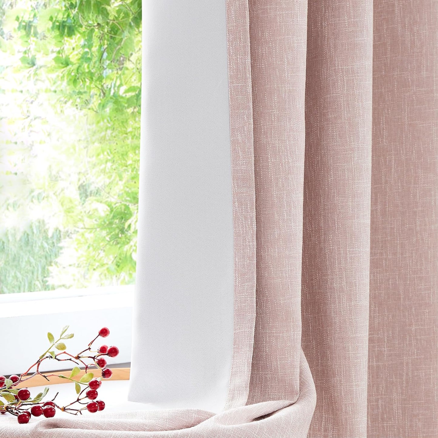 Navy Solid Full Blackout Curtain Heavy Linen Texture Window Treatment for Bedroom Noise Reducing Thermal Insulated Drapes 8 Grommets Top for Living Room with Liner, Indigo Blue, 50" x 84" x 2