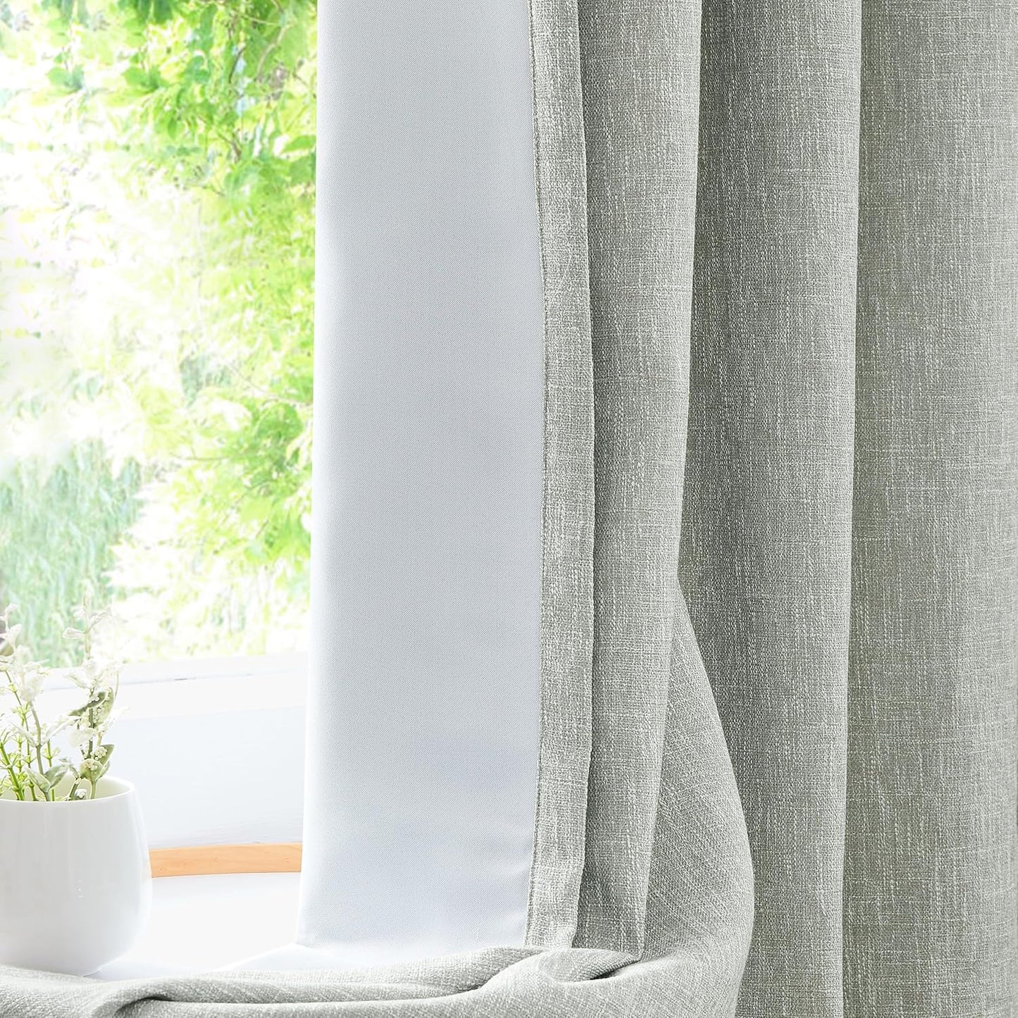 Navy Solid Full Blackout Curtain Heavy Linen Texture Window Treatment for Bedroom Noise Reducing Thermal Insulated Drapes 8 Grommets Top for Living Room with Liner, Indigo Blue, 50" x 84" x 2