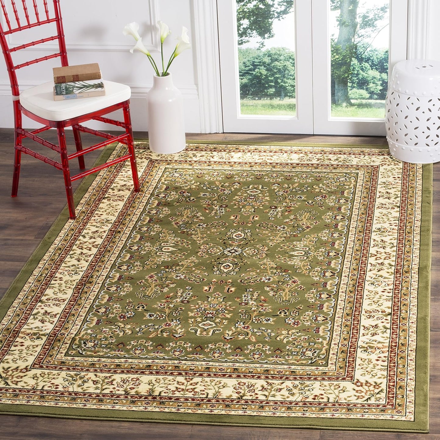 SAFAVIEH Lyndhurst Collection Area Rug - 9' x 12', Red & Black, Traditional Oriental Design, Non-Shedding & Easy Care, Ideal for High Traffic Areas in Living Room, Bedroom (LNH331B)