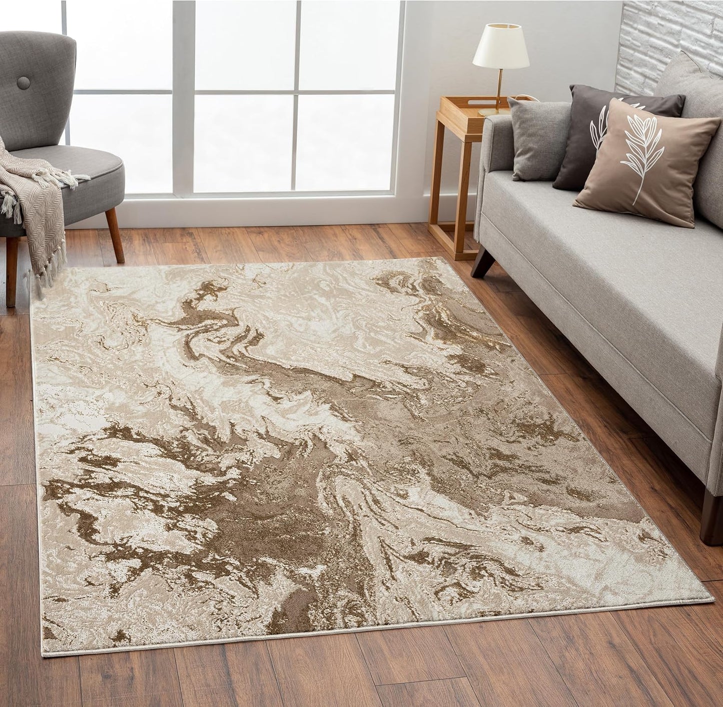 LUXE WEAVERS Marble Swirl Abstract Area Rug, Gray 5x7