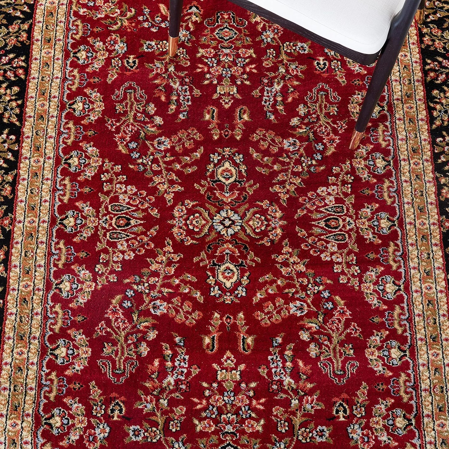 SAFAVIEH Lyndhurst Collection Area Rug - 9' x 12', Red & Black, Traditional Oriental Design, Non-Shedding & Easy Care, Ideal for High Traffic Areas in Living Room, Bedroom (LNH331B)