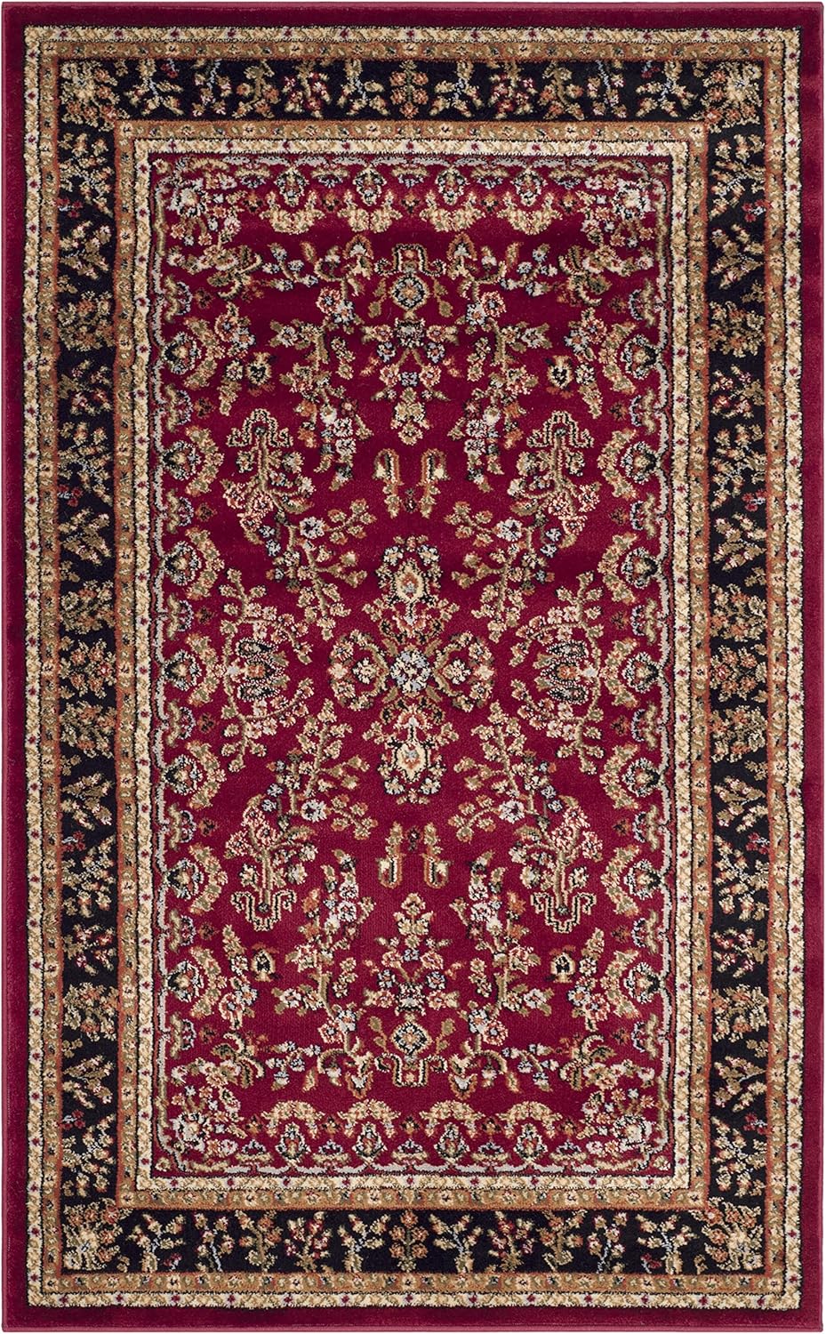 SAFAVIEH Lyndhurst Collection Area Rug - 9' x 12', Red & Black, Traditional Oriental Design, Non-Shedding & Easy Care, Ideal for High Traffic Areas in Living Room, Bedroom (LNH331B)