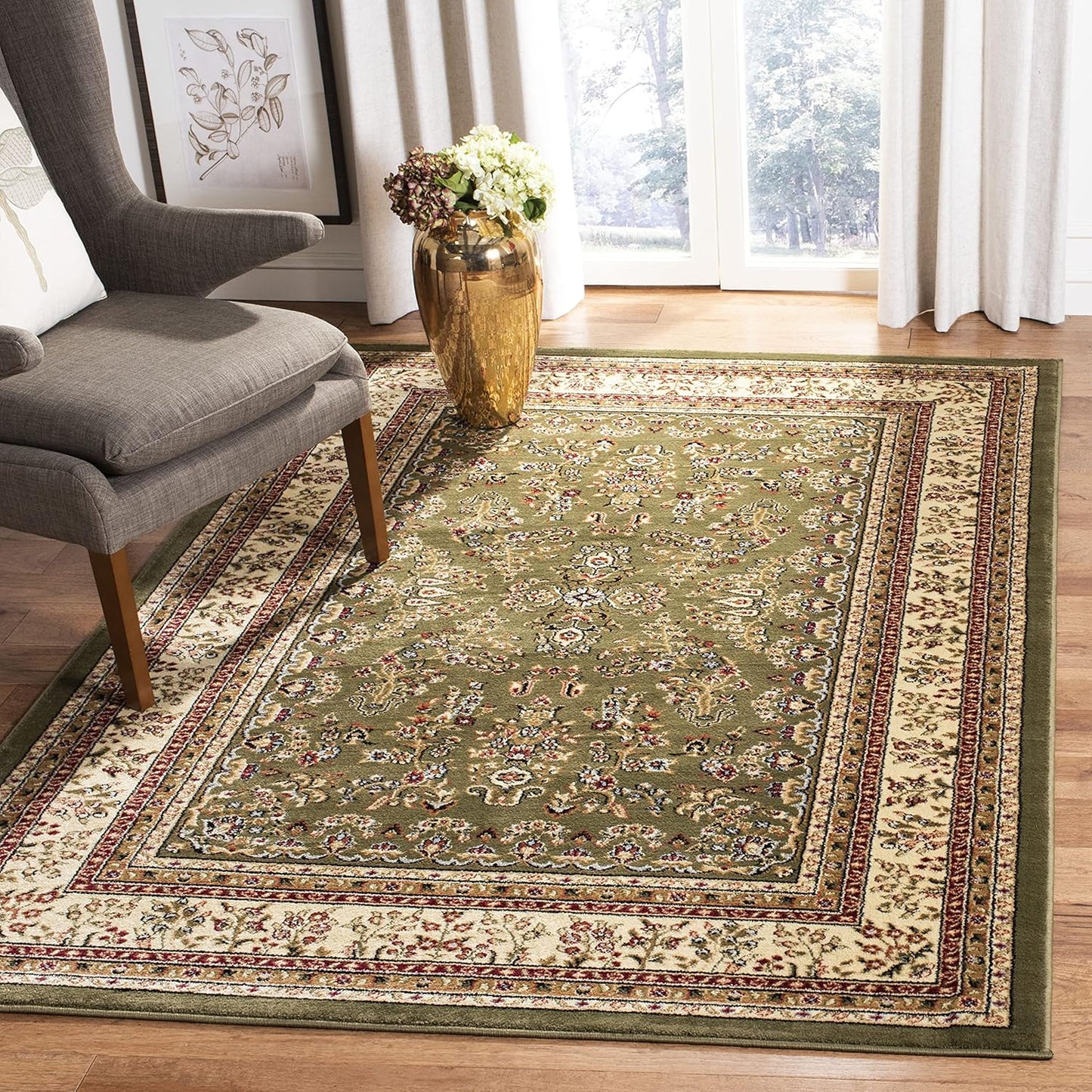 SAFAVIEH Lyndhurst Collection Area Rug - 9' x 12', Red & Black, Traditional Oriental Design, Non-Shedding & Easy Care, Ideal for High Traffic Areas in Living Room, Bedroom (LNH331B)